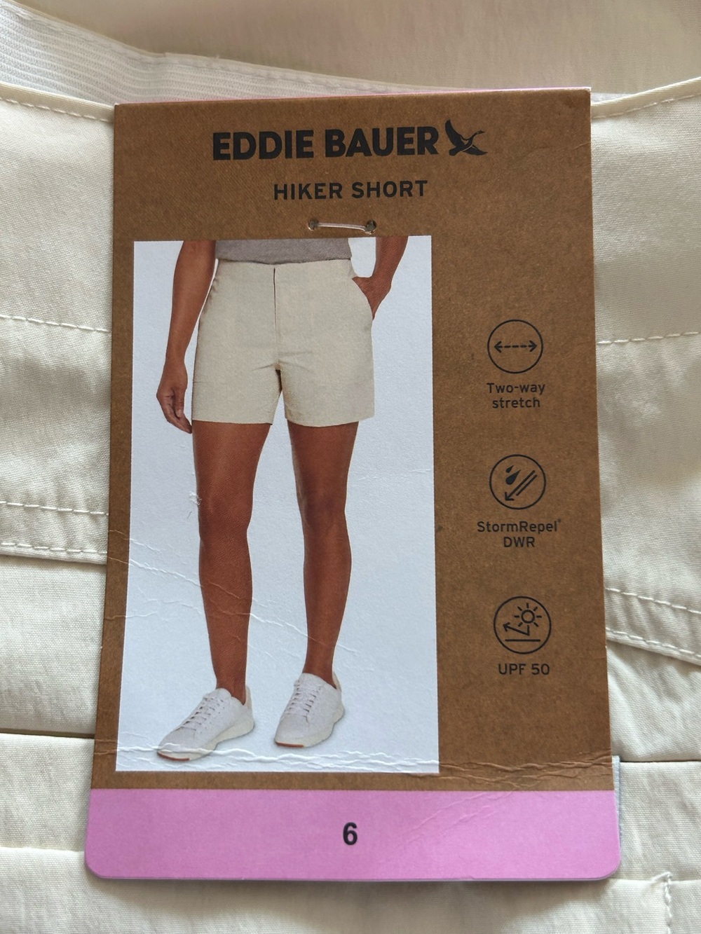 Eddie Bauer Women’s Hiker Shorts Size 6 Cream NWT Stretch UPF 50 StormRepel - Picture 5 of 9